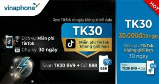 Gói TK30 Vinaphone: TikTok không giới hạn 30 ngày chỉ 30.000đ